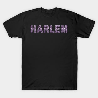 Harlem Texted Based | Purple Leopard Animal Print Design T-Shirt